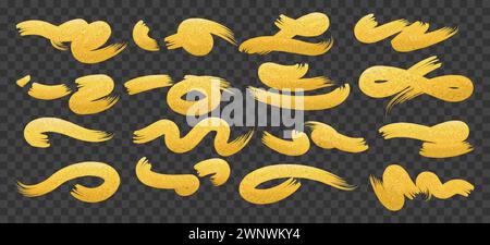 Traits calligraphiques de peinture dorée Illustration de Vecteur