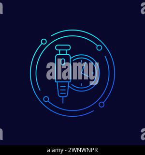 icône de temps d'injection d'insuline, conception linéaire Illustration de Vecteur