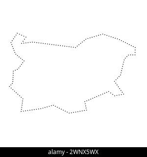 Carte simplifiée du pays Bulgarie. Contour en pointillés noirs. Icône vectorielle simple. Illustration de Vecteur