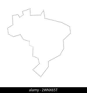 Carte simplifiée du Brésil. Contour en pointillés noirs. Icône vectorielle simple. Illustration de Vecteur