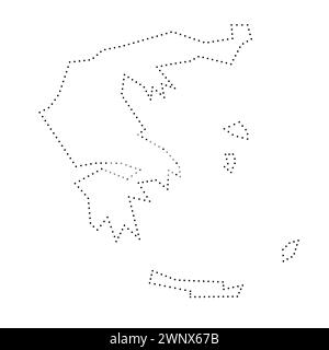 Carte simplifiée du pays de la Grèce. Contour en pointillés noirs. Icône vectorielle simple. Illustration de Vecteur