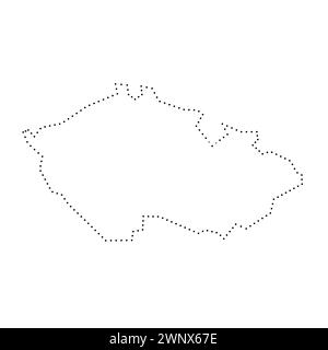 République tchèque carte simplifiée du pays. Contour en pointillés noirs. Icône vectorielle simple. Illustration de Vecteur