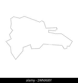 République dominicaine carte simplifiée du pays. Contour en pointillés noirs. Icône vectorielle simple. Illustration de Vecteur