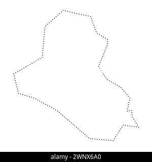 Carte simplifiée du pays d'Irak. Contour en pointillés noirs. Icône vectorielle simple. Illustration de Vecteur