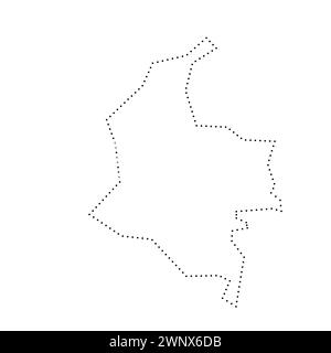 Colombie carte simplifiée du pays. Contour en pointillés noirs. Icône vectorielle simple. Illustration de Vecteur
