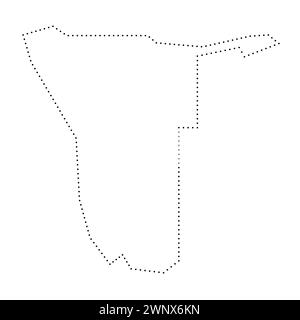 Namibie carte simplifiée du pays. Contour en pointillés noirs. Icône vectorielle simple. Illustration de Vecteur