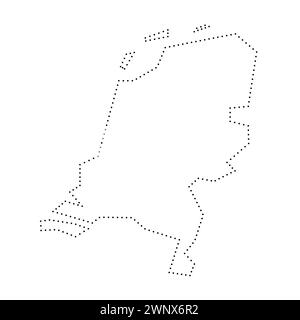 Carte simplifiée des pays-Bas. Contour en pointillés noirs. Icône vectorielle simple. Illustration de Vecteur