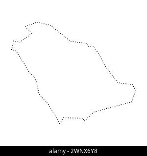 Arabie saoudite carte simplifiée du pays. Contour en pointillés noirs. Icône vectorielle simple. Illustration de Vecteur