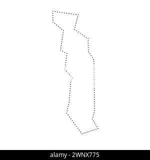 Carte simplifiée du pays Togo. Contour en pointillés noirs. Icône vectorielle simple. Illustration de Vecteur