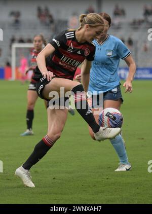 Parramatta, Australie. 02 mars 2024. Holly Caspers du Western Sydney Wanderers FC est vue en action lors du match de la saison 18 de Liberty A-League 2023/24 entre le Western Sydney Wanderers FC et le Sydney FC qui se tient au CommBank Stadium. Score final Sydney FC 2:0 Western Sydney Wanderers. (Photo Luis Veniegra/SOPA images/SIPA USA) crédit : SIPA USA/Alamy Live News Banque D'Images