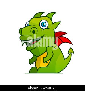 Conte de fées Dragon Flat isolé style enfantin dessin vectoriel simple dans des couleurs vives sur fond blanc Illustration de Vecteur