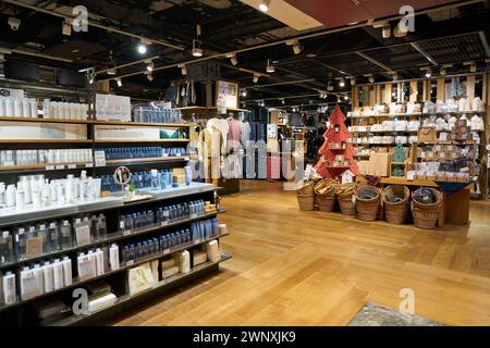 SINGAPOUR - 06 NOVEMBRE 2023 : articles exposés au magasin Muji à Singapour. Muji est un détaillant japonais qui vend une grande variété de ménage et de contre Banque D'Images