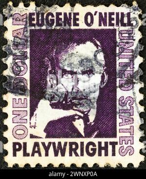 USA - VERS 1965 : un timbre imprimé aux USA de l'émission 'ProMinent Americans (1ère série)' montre Eugene O'Neill Banque D'Images