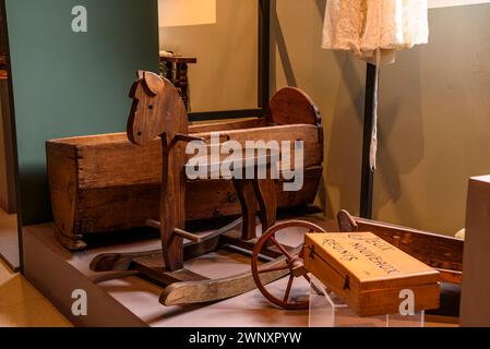 Musée Cerdà à Puigcerdà. Chambres qui recréent une maison traditionnelle de Cerdagne (Puigcerdà, Gérone, Catalogne, Espagne, Pyrénées) Banque D'Images