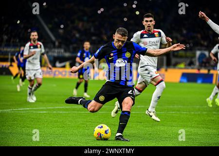 Milan, Italie - 4 mars 2024 en action lors du match de football italien Serie A Inter Milan vs Gênes au stade San Siro. Crédit : Piero Cruciatti/Alamy Live News Banque D'Images