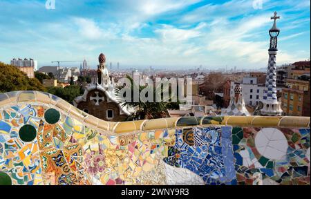 Park Guell le parc le plus célèbre de Barcelone Banque D'Images