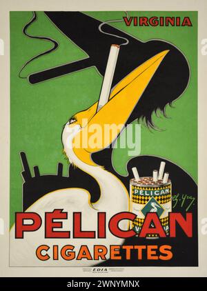 Affiche publicitaire vintage, pour les cigarettes Pelican Banque D'Images