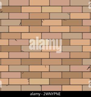 Modèle sans couture d'un mur de briques avec différentes nuances de briques roses et brunes. Modèle de maçonnerie sans couture. Illustration vectorielle. SPE 10. Illustration de Vecteur