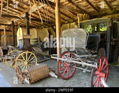 1800 Historic Carriage House Interior dans le parc d'État de Spring Mill Banque D'Images