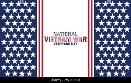 Fond d'écran National Vietnam War Veterans Day avec formes et typographie. Journée nationale des anciens combattants de la guerre du Vietnam, contexte Illustration de Vecteur