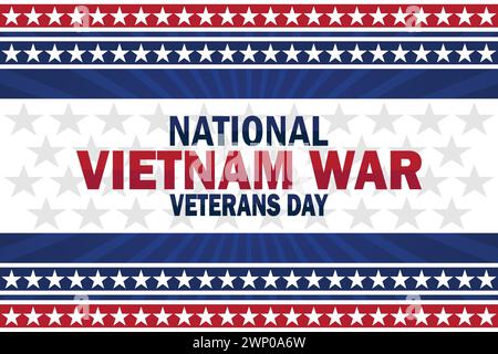 Fond d'écran National Vietnam War Veterans Day avec typographie. Journée nationale des anciens combattants de la guerre du Vietnam, contexte Illustration de Vecteur