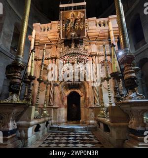 Edicule, église du Saint-Sépulcre, Jérusalem, Israël Banque D'Images