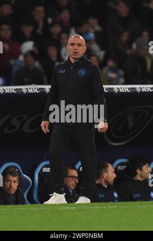 Naples, Italie. 3 mars 2024. Francesco Calzona entraîneur-chef de la SSC Napoli lors du match de Serie A entre la SSC Napoli et la Juventus FC au Stadio Diego Arm Banque D'Images