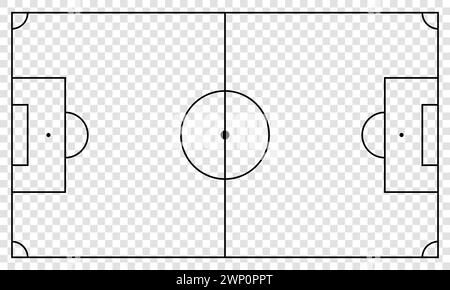 Terrain de football en ligne. Court de contour noir et stade sur fond transparent Illustration de Vecteur