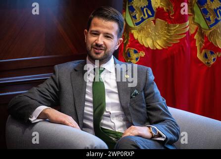 Podgorica, Monténégro. 04 mars 2024. Jakov Milatovic, président du Monténégro, lors de la visite du ministre allemand des Affaires étrangères, M. Baerbock. Crédit : Soeren Stache/dpa/Alamy Live News Banque D'Images