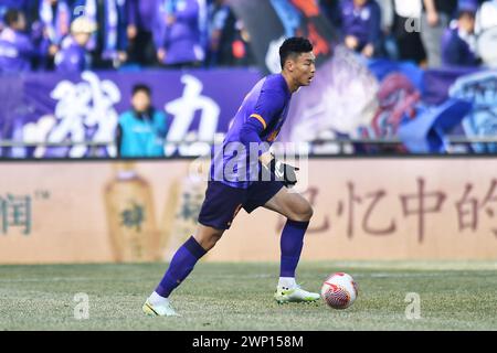 Tianjin Jinmen Tiger Football Club 1-1 dessine le Nantong Zhiyun Football Club au premier tour de la Super League chinoise (CSL) 2024 à Tianjin, en Chine, Banque D'Images