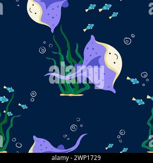 Raies et motif de poissons tropicaux Illustration de Vecteur