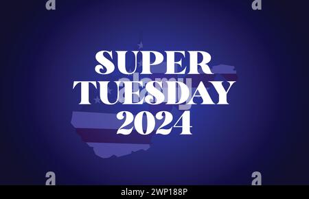 Super Tuesday élégant texte avec design d'illustration de drapeau des états-unis Illustration de Vecteur