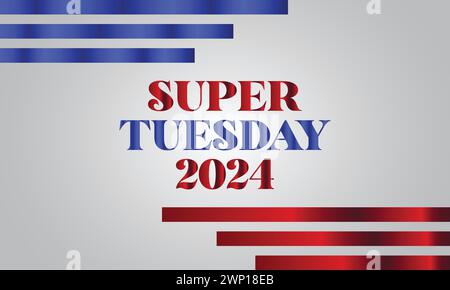 Super Tuesday élégant texte avec design d'illustration de drapeau des états-unis Illustration de Vecteur