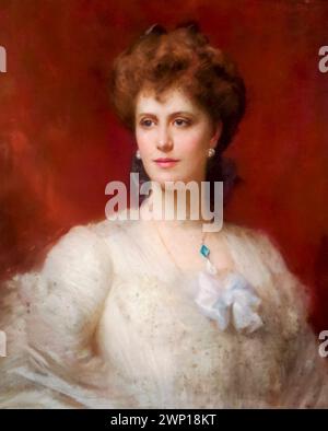 Alice Keppel (née Edmonstone, 1868-1947) aristocrate, hôtesse de la société britannique et maîtresse de longue date du roi Édouard VII, portrait peint, 1890-1900 Banque D'Images