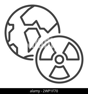 Symbole de rayonnement avec icône de concept de vecteur de globe terrestre ou signe dans le style de ligne mince Illustration de Vecteur