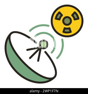 Antenne parabolique et vecteur de rayonnement concept de parabole satellite icône colorée ou symbole Illustration de Vecteur