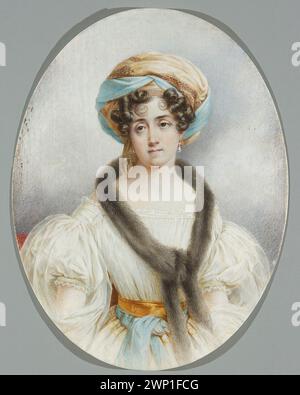 Zofia née Czartoryski, ordinaire Stanis Awowa Zamoyska dans un turban ; Grevedon, Pierre Louis (1776-1860) ; 1829 (1829-00-00-1830-00-00) ; Zamoyska, Zofia (1778-1837), aristocratie, femmes, figurines étrangères, coiffures, portraits de trois quarts, portraits de femmes, costumes, robes, achat (provenance) Banque D'Images