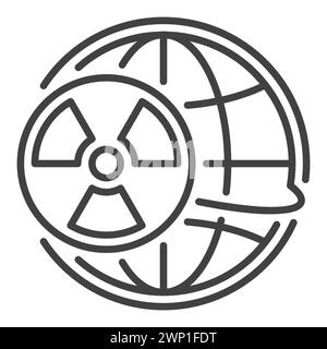 Symbole de rayonnement avec icône de concept de vecteur Earth Globe ou signe dans le style de ligne mince Illustration de Vecteur