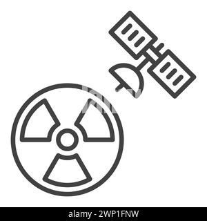 Symbole ou icône de contour de concept de vecteur de satellite et de rayonnement dans l'espace Illustration de Vecteur