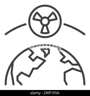 Icône ou symbole de contour de concept d'arme nucléaire orbitale dans l'espace et la Terre Illustration de Vecteur