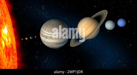 Planètes de notre système solaire. Illustration numérique. Banque D'Images