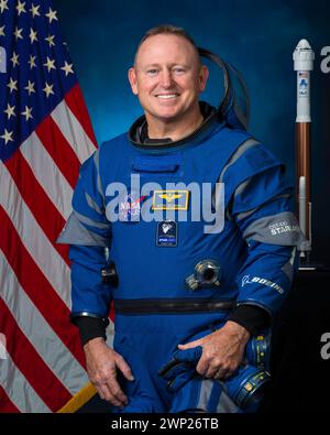 JOHNSON SPACE CENTER, HOUSTON, TEXAS, États-Unis - 03 décembre 2020 - Portrait officiel de l'astronaute Boeing Barry E. Wilmore dans un studio du Johnson Space CEN Banque D'Images