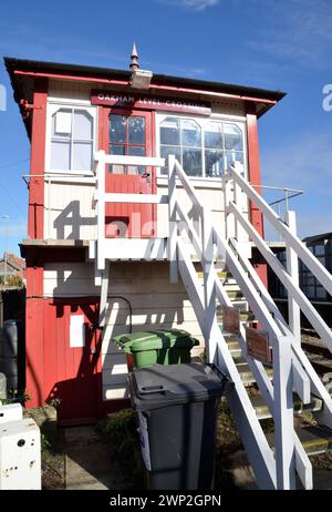 La boîte de signalisation à Oakham à Rutland. Construit en 1899, c'est un bâtiment classé et a été le modèle pour le kit de boîte de signal modèle Airfix. Banque D'Images