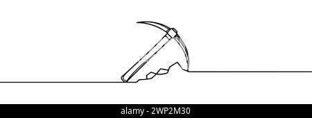 Dessin en ligne continue art outil Pickaxe Mining Pickaxe concept. Illustration de Vecteur