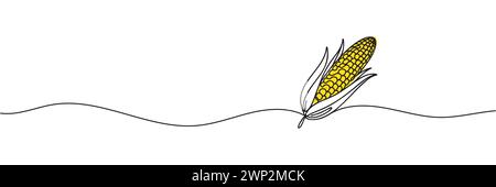 Dessin continu sur une ligne. Légumes deux maïs. Illustration vectorielle. Illustration de Vecteur