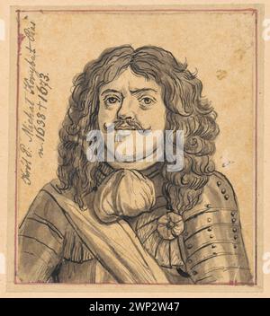 Portrait de Michał Korybut Wiśniowiecki (1640-1673), roi de Pologne, créé par Aleksander Lesser. Ce portrait royal masculin du XVIIe siècle met en valeur l'iconographie et fait partie de collections conservées par des membres de la petite famille, mettant l'accent sur la provenance et l'importance historique. Banque D'Images