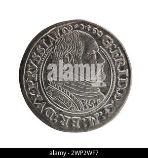 Une pièce Trojak de 1588 émise par Paweł Gulden en Pologne-Lituanie, pièce d'argent comportant des inscriptions de valeur et d'autorité. Banque D'Images