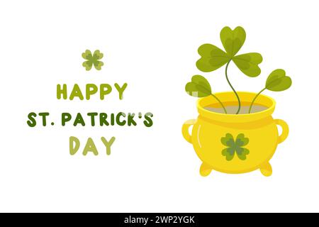 heureux st. patrick's day, carte, design, t-shirt sublimation. arc-en-ciel, leprechaun, vecteur de trèfle pot Illustration de Vecteur