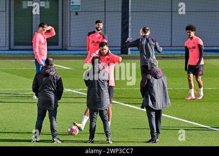 Rodri de Manchester City, lors de la session de formation ouverte de Manchester City au campus Etihad, Manchester, Royaume-Uni. 5 mars 2024. (Photo de Cody Froggatt/News images) crédit : News images LTD/Alamy Live News Banque D'Images