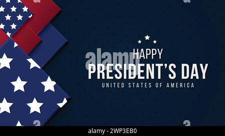 Illustration vectorielle de conception de fond de jour du président avec drapeau national et texte, bannière, affiche Illustration de Vecteur